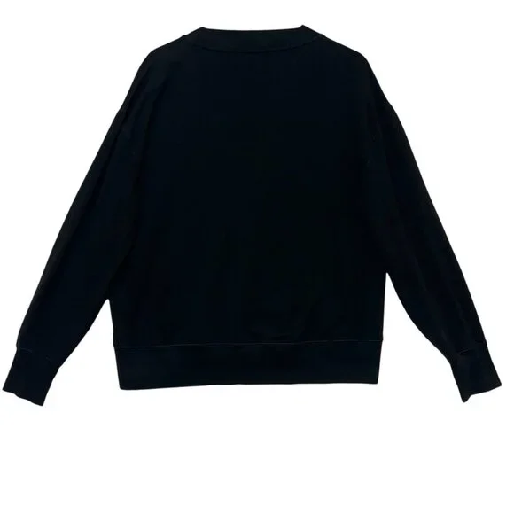 Rag & Bone V Neck Sweatshirt Size Large Women’s Black Flora Pullover Stretch - Picture 4 of 10